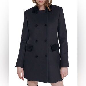 The Kooples Black Wool Blend Coat - “ The Snappy Mix Coat”